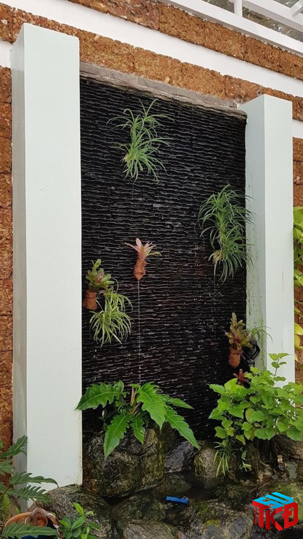 đá suối ốp tường tạo điểm nhấn 